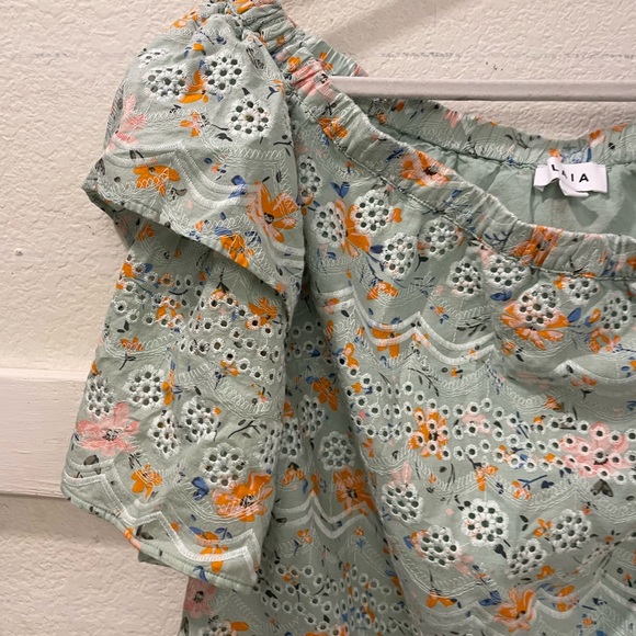 LAIA for Anthropologie embroidered bohemian ruffle puff sleeve floral top XL - Picture 5 of 13